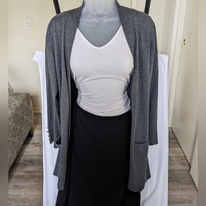 Verve Ami Open Front Long Cardigan - Gray, Size L